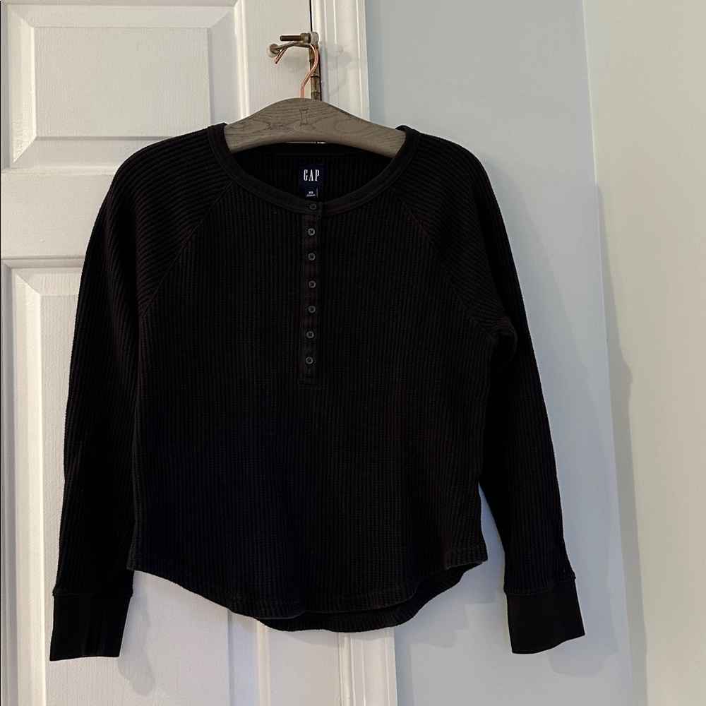 GAP Black Long Sleeve Henley Top